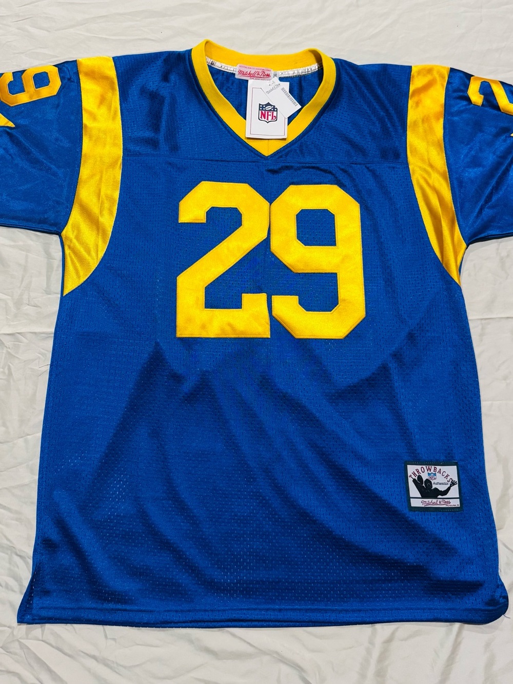 Mitchell & Ness Royal Blue and Yellow NFL Throwback Jersey 29